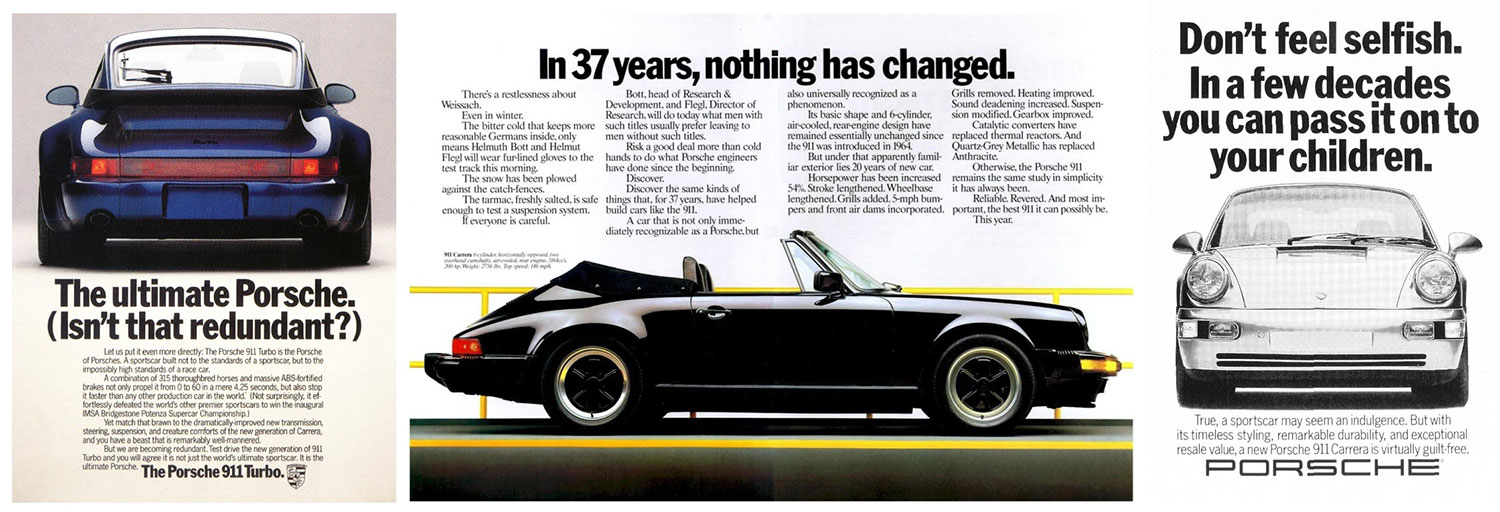 Porsche bewijst met oude advertenties dat de 911 vooral zichzelf is gebleven